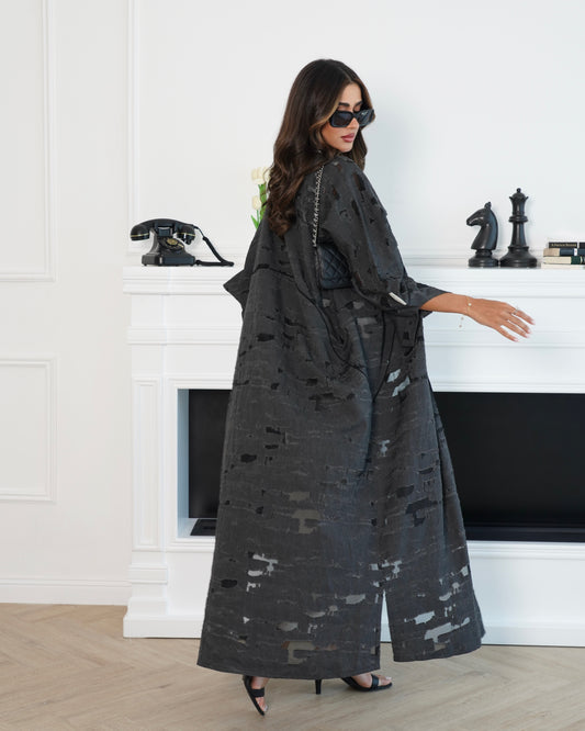 Grey Denim Abaya