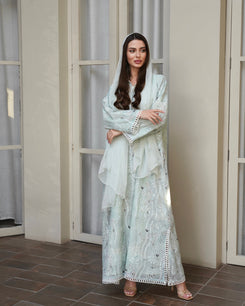 Mint Embroidery Kaftan With Shaila